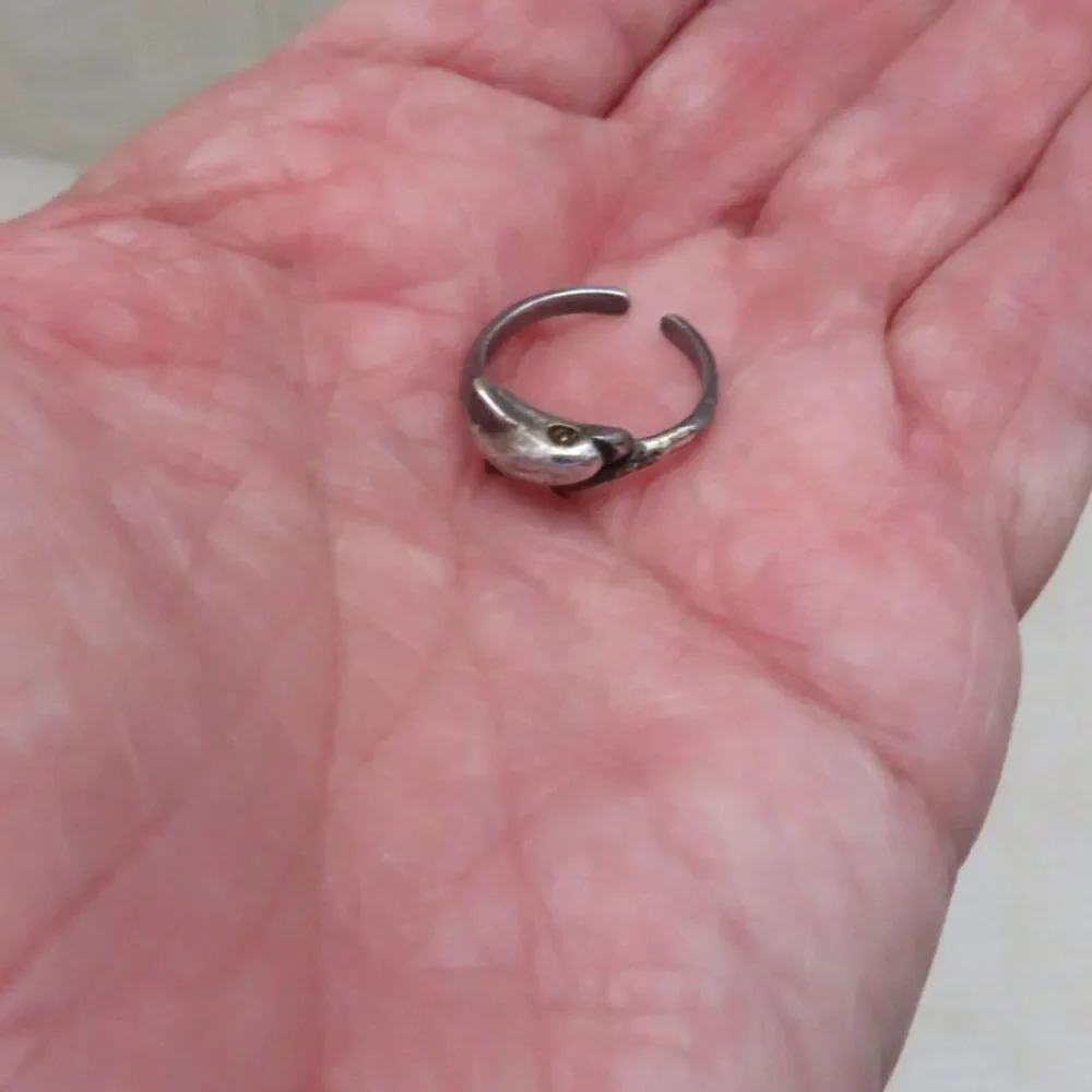 Vintage Sterling Silver Dolphin Toe Ring Adjustable Size 3.5 Ocean Theme